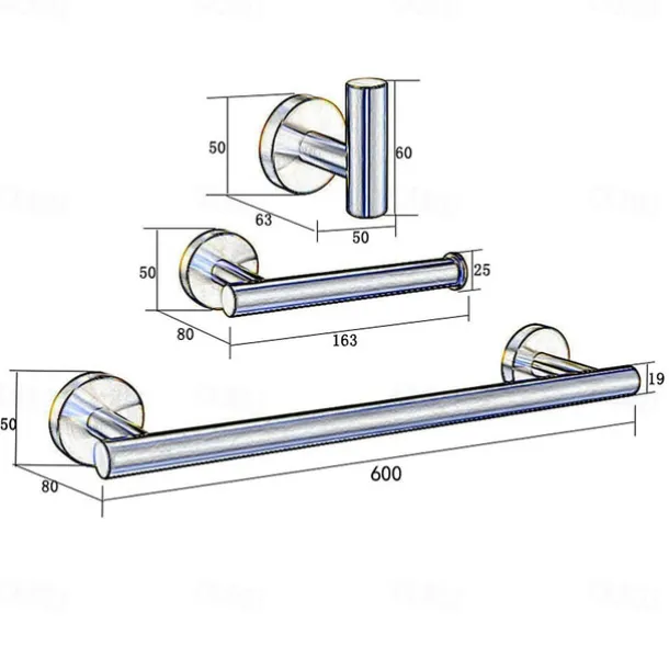 Bathroom Accessory Set / Towel Bar / Toilet Paper Holder New Design / Adorable / Creative Contemporary / Modern Stainless Steel / Low-carbon Steel / Metal 3pcs - Bathroom Wall Mounted