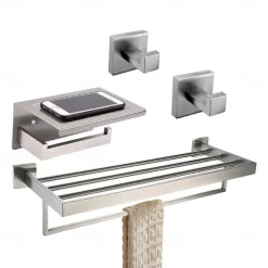 Bathroom Accessory Set / Towel Bar / Toilet Paper Holder New Design / Creative / Multifunction Contemporary / Traditional Stainless Steel + A Grade ABS / Stainless Steel / Metal 4pcs - Bathroom Wall
