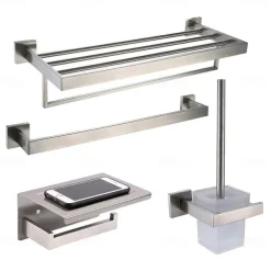 Bathroom Accessory Set / Towel Bar / Toilet Brush Holder New Design / Creative / Multifunction Contemporary / Traditional Stainless Steel + A Grade ABS / Stainless Steel / Metal 4pcs - Bathroom Wall
