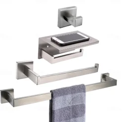Bathroom Accessory Set / Towel Bar / Toilet Paper Holder New Design / Creative / Multifunction Contemporary / Modern Stainless Steel / Stainless Steel / Iron / Metal 4pcs - Bathroom Wall Mounted