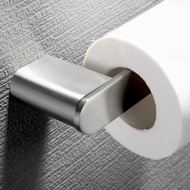 Bathroom Accessory Set Brushed Stainless Steel Include Robe Hook, Towel Bar, Toilet Paper Holder with Mobile Phone Storage Shelf, Towel Holder and Roll Paper Shelf 1or3pcs