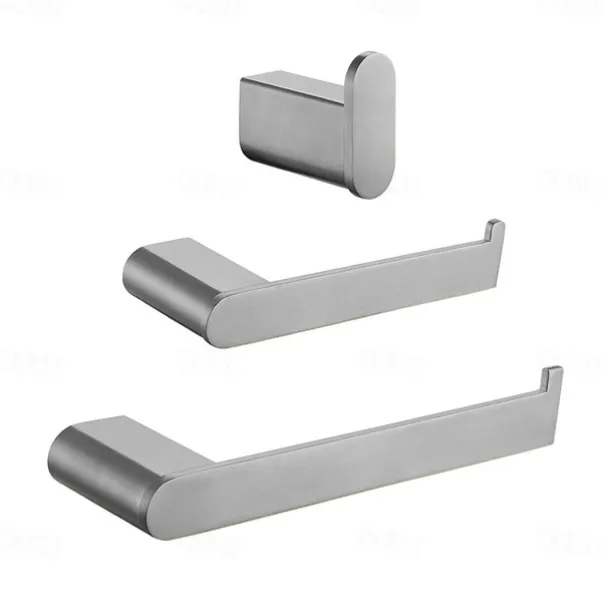 Bathroom Accessory Set Brushed Stainless Steel Include Robe Hook, Towel Bar, Toilet Paper Holder with Mobile Phone Storage Shelf, Towel Holder and Roll Paper Shelf 1or3pcs