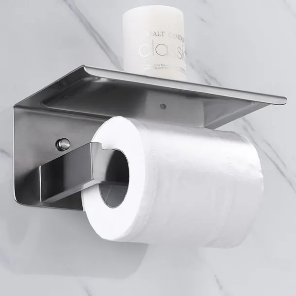 Bathroom Accessory Set Brushed Stainless Steel Include Robe Hook, Towel Bar, Toilet Paper Holder with Mobile Phone Storage Shelf, Towel Holder and Roll Paper Shelf 1or3pcs