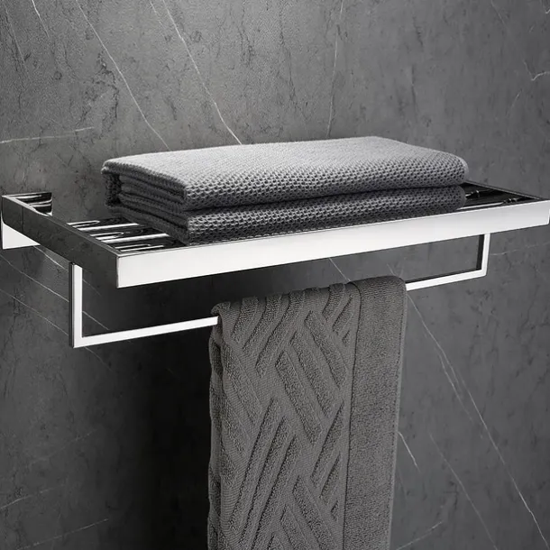 Bathroom Accessory Set Include Toilet Paper Holder/Bathroom Shelf and 2 Robe Hooks Multifunction Stainless Steel Silvery 4pcs