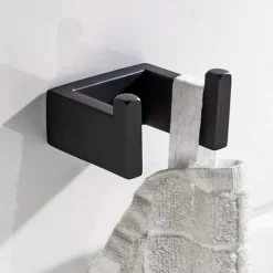 Bathroom Accessory Set Include Towel Bar / Toilet Paper Holder and Robe Hook New Design Stainless Steel Material Wall Mounted Matte Black 4pcs