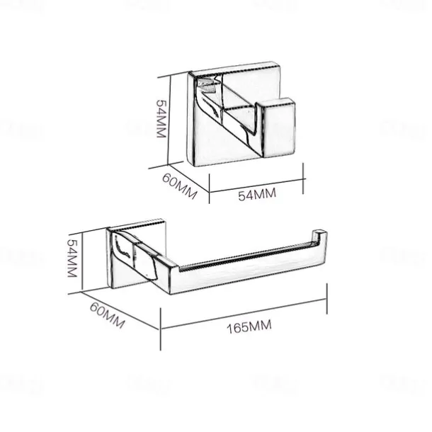 Bathroom Accessory Set New Design Metal Material Bathroom Single Rod Toilet Paper Holde and Robe Hooks Wall Mounted Silvery 3pc