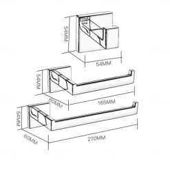 Bathroom Accessory Set New Design Include Robe Hook Toilet Paper Holder and Towel Rack Antique Wall Mounted Matte Black 3pcs