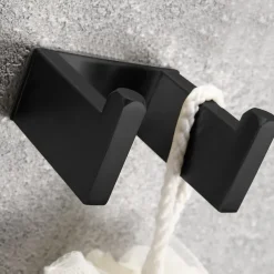 Bathroom Accessory Set, Self-adhesive Matte Black Stainless Steel Hardware Include Robe Hook, Towel Bar, Towel Holder, Toilet Paper Holder,for Home and Hotel