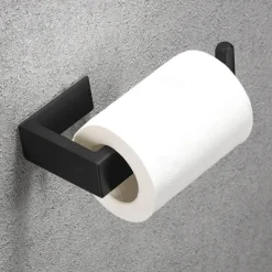 Bathroom Accessory Set, Self-adhesive Matte Black Stainless Steel Hardware Include Robe Hook, Towel Bar, Towel Holder, Toilet Paper Holder,for Home and Hotel