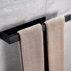 Bathroom Accessory Set, Self-adhesive Matte Black Stainless Steel Hardware Include Robe Hook, Towel Bar, Towel Holder, Toilet Paper Holder,for Home and Hotel