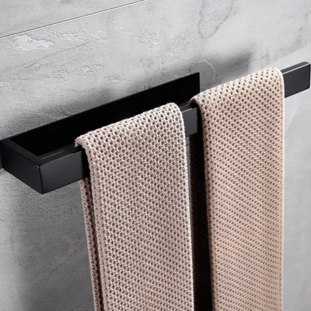 Bathroom Accessory Set, Self-adhesive Matte Black Stainless Steel Hardware Include Robe Hook, Towel Bar, Towel Holder, Toilet Paper Holder,for Home and Hotel