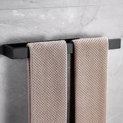 Bathroom Accessory Set, Self-adhesive Matte Black Stainless Steel Hardware Include Robe Hook, Towel Bar, Towel Holder, Toilet Paper Holder,for Home and Hotel