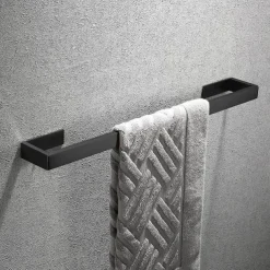 Bathroom Accessory Set, Self-adhesive Matte Black Stainless Steel Hardware Include Robe Hook, Towel Bar, Towel Holder, Toilet Paper Holder,for Home and Hotel