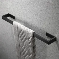 Bathroom Accessory Set, Self-adhesive Matte Black Stainless Steel Hardware Include Robe Hook, Towel Bar, Towel Holder, Toilet Paper Holder,for Home and Hotel