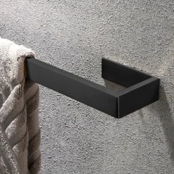 Bathroom Accessory Set, Self-adhesive Matte Black Stainless Steel Hardware Include Robe Hook, Towel Bar, Towel Holder, Toilet Paper Holder,for Home and Hotel