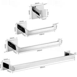 Bathroom Accessory Set Stainless Steel Include Single Towel Bar Toilet Paper Holder Robe Hook and Towel Shelf Wall Mounted Golden 1 or 3 or 4 pcs