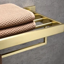 Bathroom Accessory Set,Brushed Golden Stainless Steel Wall Mounted Hardware Sets,Includeing 2 Robe Hooks, 1 Toilet Paper Holder,1 Towel Rack