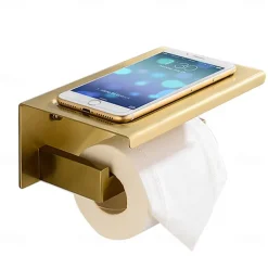 Bathroom Accessory Set,Brushed Golden Stainless Steel Wall Mounted Hardware Sets,Includeing 2 Robe Hooks, 1 Toilet Paper Holder,1 Towel Rack