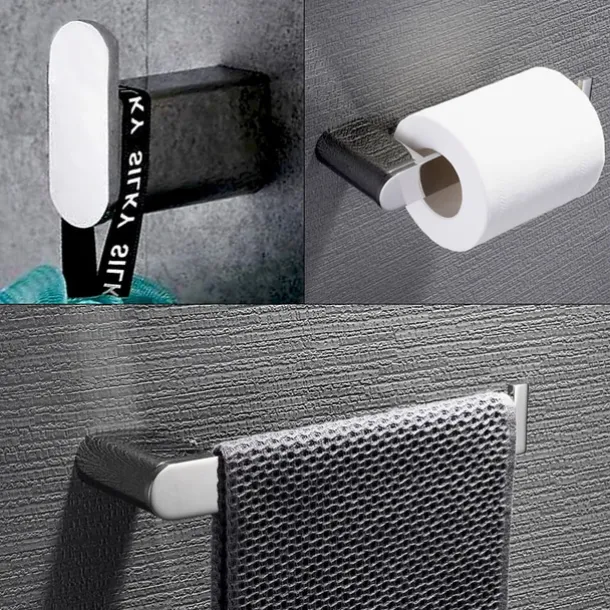 Bathroom Accessory Stainless Steel Robe Hook, Towel Bar, Towel Holder, Toilet Paper Holder with Shelf for Mobile Phone Storage Mirror Polished Silvery