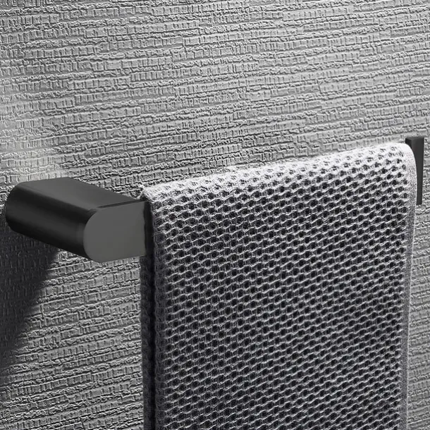 Bathroom Accessory Stainless Steel Include Robe Hook, Towel Bar, Towel Holder, Toilet Paper Holder with Shelf for Phone and Wash Supplies, Matte Black Bathroom