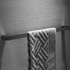 Bathroom Accessory Stainless Steel Include Robe Hook, Towel Bar, Towel Holder, Toilet Paper Holder with Shelf for Phone and Wash Supplies, Matte Black Bathroom