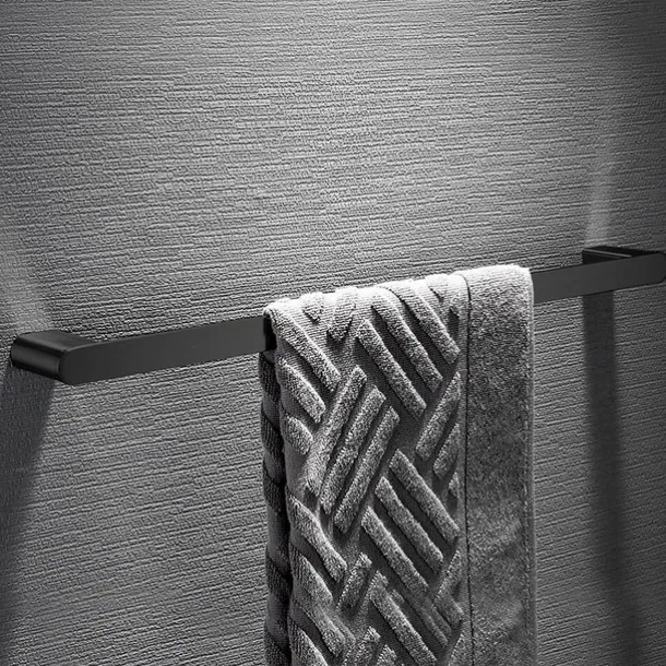 Bathroom Accessory Stainless Steel Include Robe Hook, Towel Bar, Towel Holder, Toilet Paper Holder with Shelf for Phone and Wash Supplies, Matte Black Bathroom