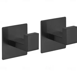 Bathroom Accessory Toilet Paper Holder / Robe Hook and Single Towel Rod New Design Self-adhesive Stainless Steel Wall Mounted Matte Black