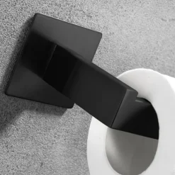 Bathroom Accessory Toilet Paper Holder / Robe Hook and Single Towel Rod New Design Self-adhesive Stainless Steel Wall Mounted Matte Black