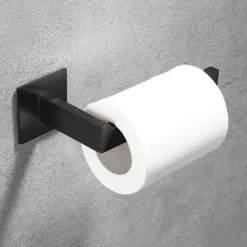 Bathroom Accessory Toilet Paper Holder / Robe Hook and Single Towel Rod New Design Self-adhesive Stainless Steel Wall Mounted Matte Black