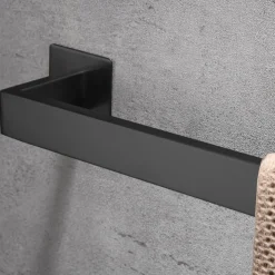 Bathroom Accessory Toilet Paper Holder / Robe Hook and Single Towel Rod New Design Self-adhesive Stainless Steel Wall Mounted Matte Black
