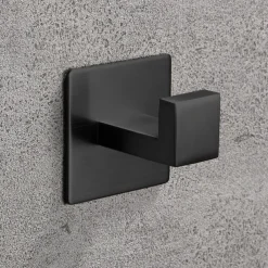 Bathroom Accessory Toilet Paper Holder / Robe Hook and Single Towel Rod New Design Self-adhesive Stainless Steel Wall Mounted Matte Black