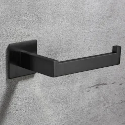 Bathroom Accessory Toilet Paper Holder / Robe Hook and Single Towel Rod New Design Self-adhesive Stainless Steel Wall Mounted Matte Black