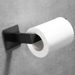 Bathroom Accessory Toilet Paper Holder / Robe Hook and Single Towel Rod New Design Self-adhesive Stainless Steel Wall Mounted Matte Black