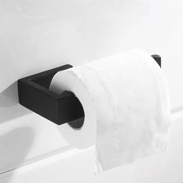 Bathroom Accessory Toilet Paper Holder / Robe Hook and Bathroom Single Towel Rod New Design Stainless Steel Wall Mounted Matte Black