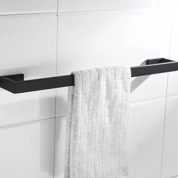 Bathroom Accessory Toilet Paper Holder / Robe Hook and Bathroom Single Towel Rod New Design Stainless Steel Wall Mounted Matte Black