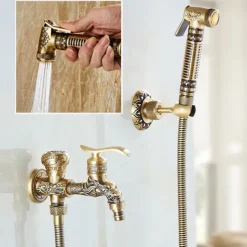 Bathroom Bidet Shower Sprayer Brass Toilet Douche Hygienic Cleaning Head Set Tap