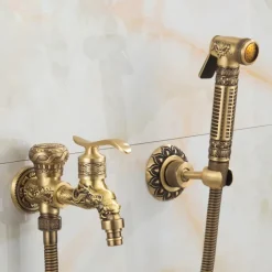 Bathroom Bidet Shower Sprayer Brass Toilet Douche Hygienic Cleaning Head Set Tap