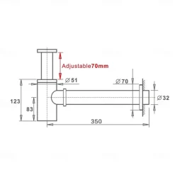 Bathroom Brass Contemporary Round Bottle P Trap Lavatory Adjustable Basin Sink Waste Drain P-Trap Kit with Pop up Drain(Silvery,Black)