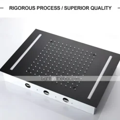 Bathroom Ceiling Mounted Shower Faucet, High Flow Stainless Steel 50 X 36 cm Rectangular Rain Shower Faucet, Concealed Pressure Balance Shower Head Complete with LED