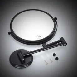 Bathroom Cosmetic Mirror Glass Brass Body and Stainless Steel Base Contemporary 1pc