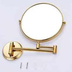 Bathroom Cosmetic Mirror Neoclassical Brass Wall Mounted Golden Shower Accessory 1 pc