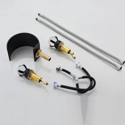 Bathroom Faucet 3 Hole Dual Crystal Knobs Widespread 3 Holes Vanity Basin Mixer Tap Bathtub Filler Faucet Waterfall Faucet for Bathroom(Golden/Black/Chrome)