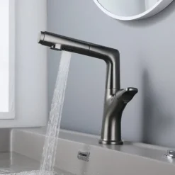 Bathroom Faucet Pull Out Basin Taps, Single Handle Vessel Taps with Cold and Hot Hose