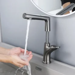 Bathroom Faucet Pull Out Basin Taps, Single Handle Vessel Taps with Cold and Hot Hose