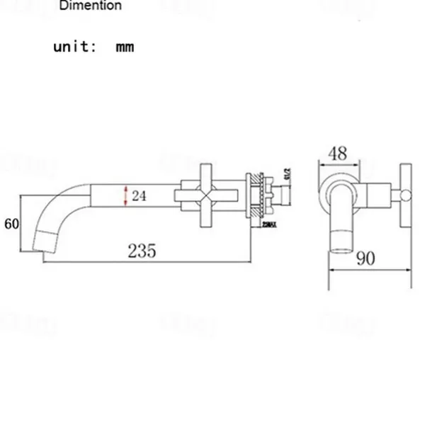 Bathroom Faucet Single Handle Matte Black Wall Installation One Hole Standard Spout Zinc Alloy Bathroom Faucet with Cold Water Only