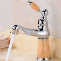 Bathroom Faucet Sink Mixer Basin Taps Short/Tall, Single Ceramic Handle Vessel Taps with Cold and Hot Hose for Washroom Bath