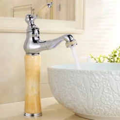 Bathroom Faucet Sink Mixer Basin Taps Short/Tall, Single Ceramic Handle Vessel Taps with Cold and Hot Hose for Washroom Bath