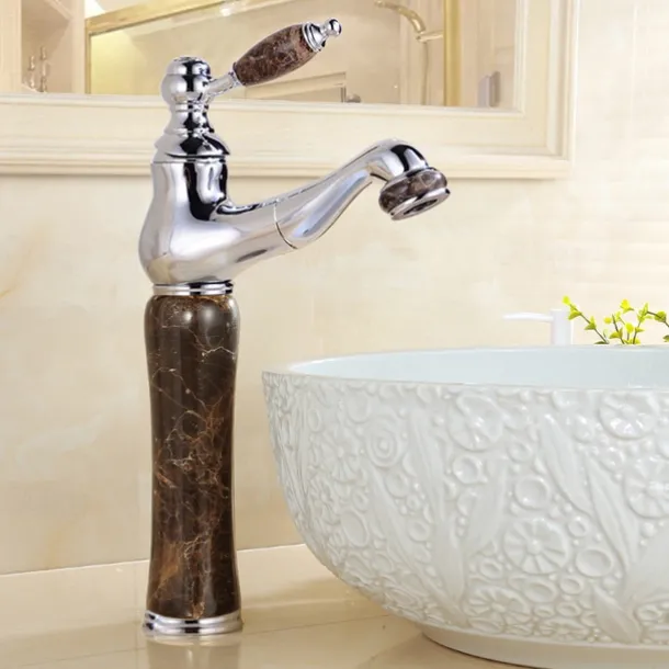Bathroom Faucet Sink Mixer Basin Taps Short/Tall, Single Ceramic Handle Vessel Taps with Cold and Hot Hose for Washroom Bath