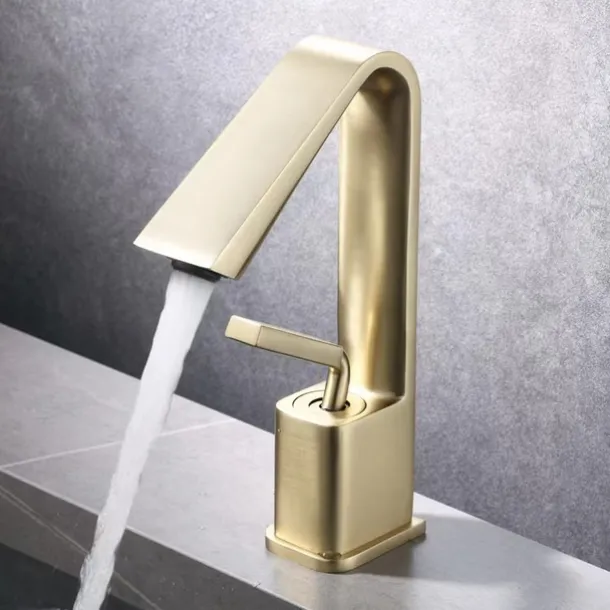 Bathroom Faucet Sink Mixer Basin Taps with Pop Up Drain, Monobloc Single Handle Washroom Vessel Tap with Cold and Hot Hose