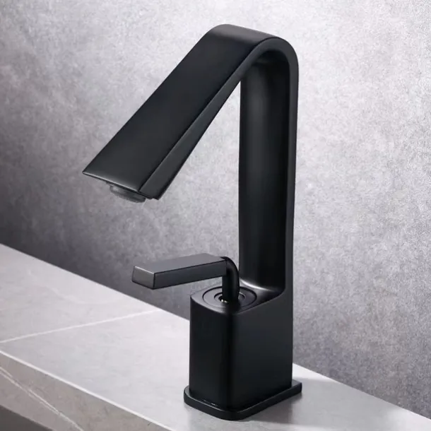 Bathroom Faucet Sink Mixer Basin Taps with Pop Up Drain, Monobloc Single Handle Washroom Vessel Tap with Cold and Hot Hose